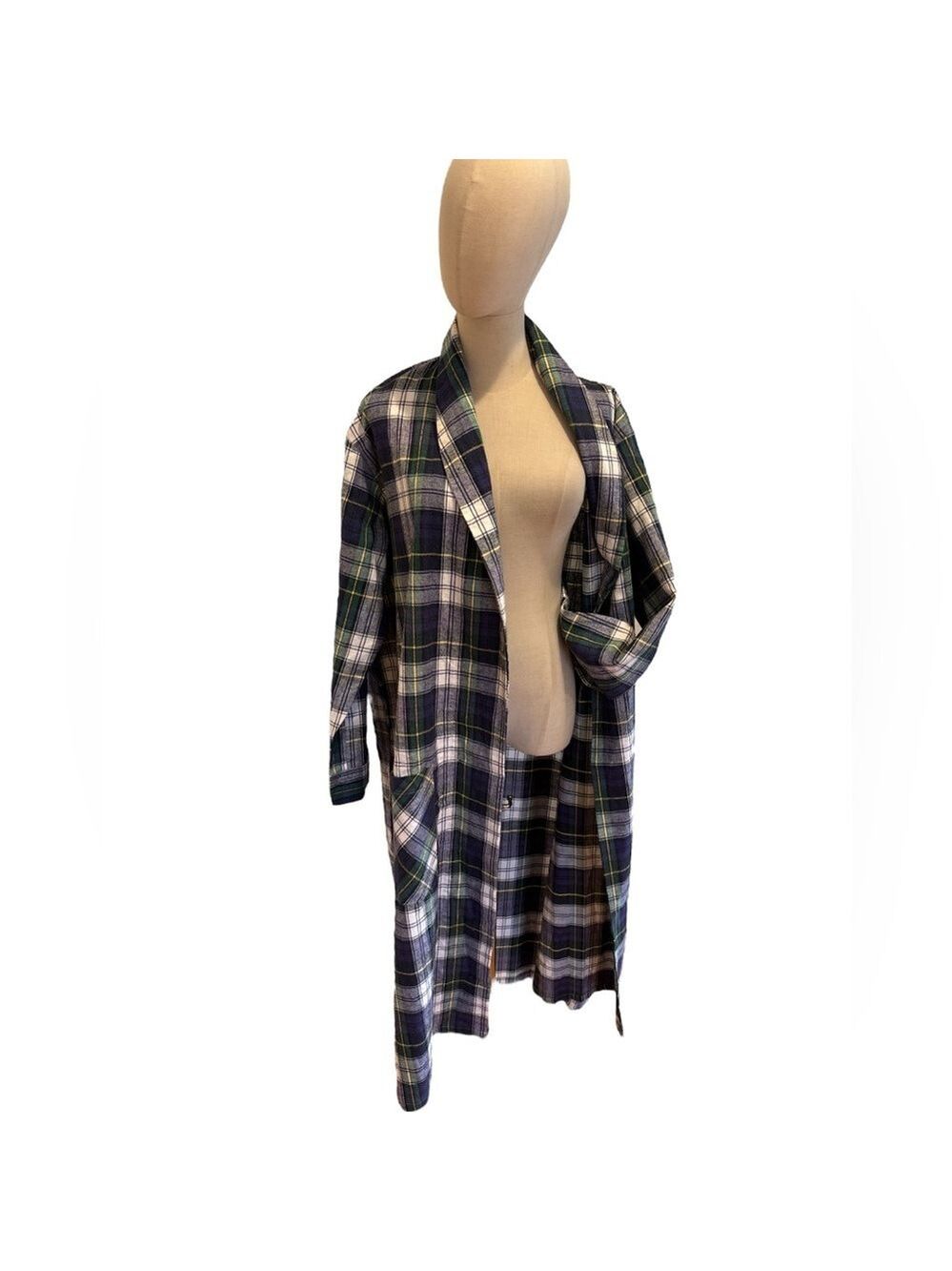 NWOT ROYAL COMFORT COTTON PLAID FLANNEL ROBE ECLECTIC GRANDPA LOUNGEWEAR SZ M